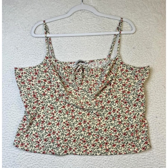 Abercrombie & Fitch Tank Top Womens XL Floral Cowl Neck Strappy Babydoll Y2K - Picture 1 of 8